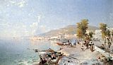 Franz Richard Unterberger Canvas Paintings - Vietri Sul Mare, Looking Towards Salerno